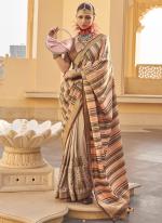 Silk Beige Wedding Wear Embroidery Work Saree